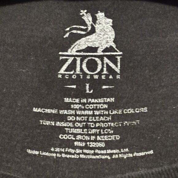 Bob Marley Zion Rootswear 1945 Retro Black T Shirt Mens Size Large - Picture 3 of 6